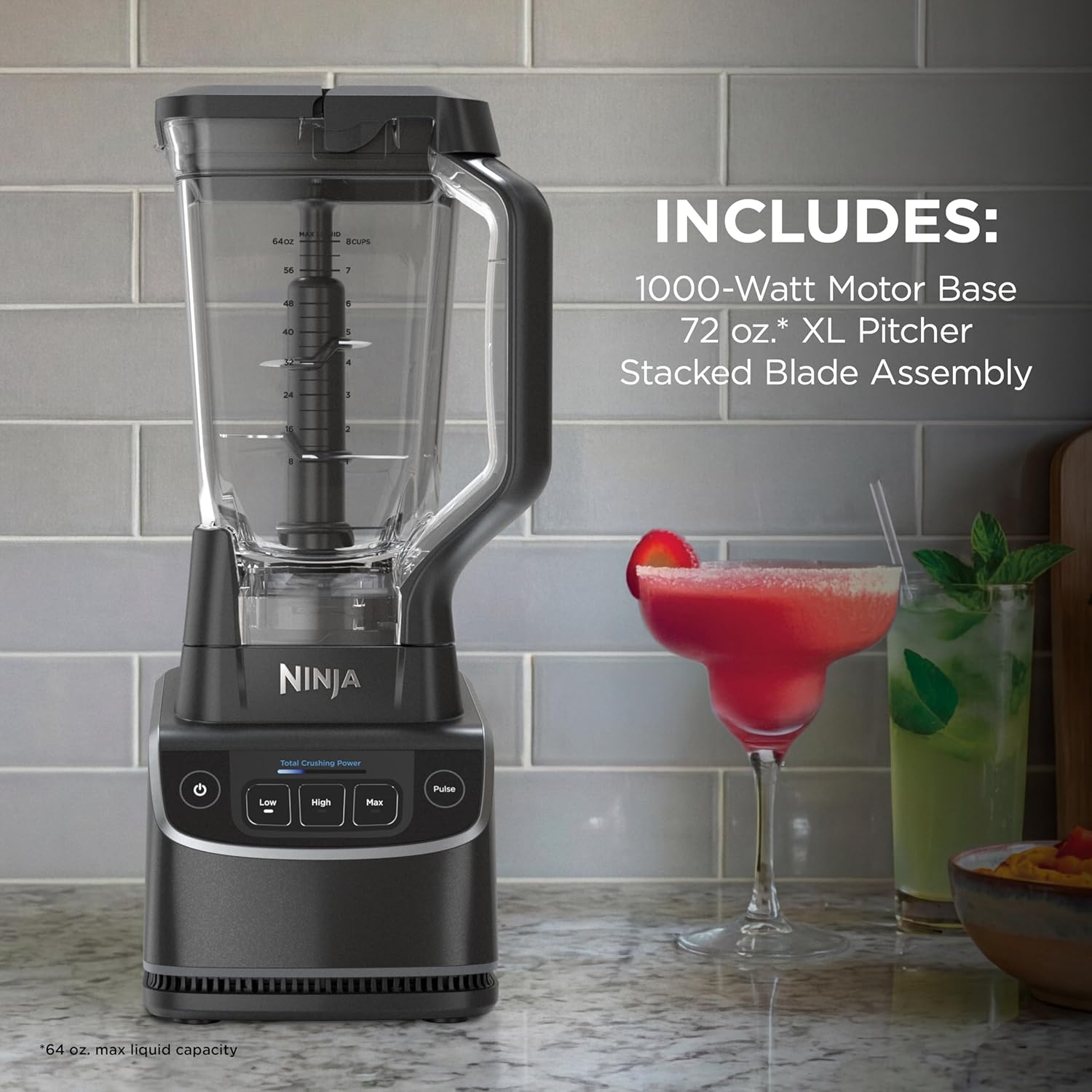 Ninja UltraCrush Professional Blender | 1000W Power, XL 72-oz.* Pitcher | Total Crushing Technology | 3 Manual Speeds for Smoothies, Sauces & More | Full-Size Countertop | Black | BP201 (2026) - Image 7