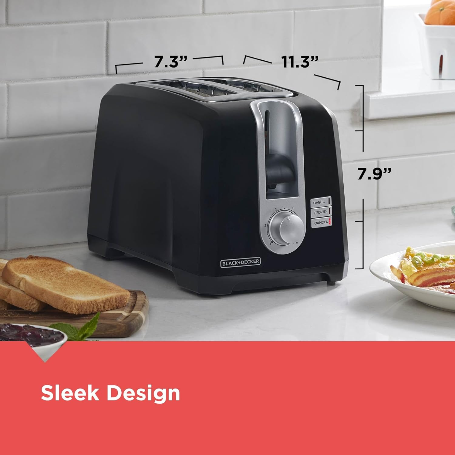 BLACK+DECKER 2-Slice Toaster, Extra Wide Slots for Bagels & Thick Bread, 6 Browning Settings, Removable Crumb Tray, Cancel Button, 850W, Black - Image 3